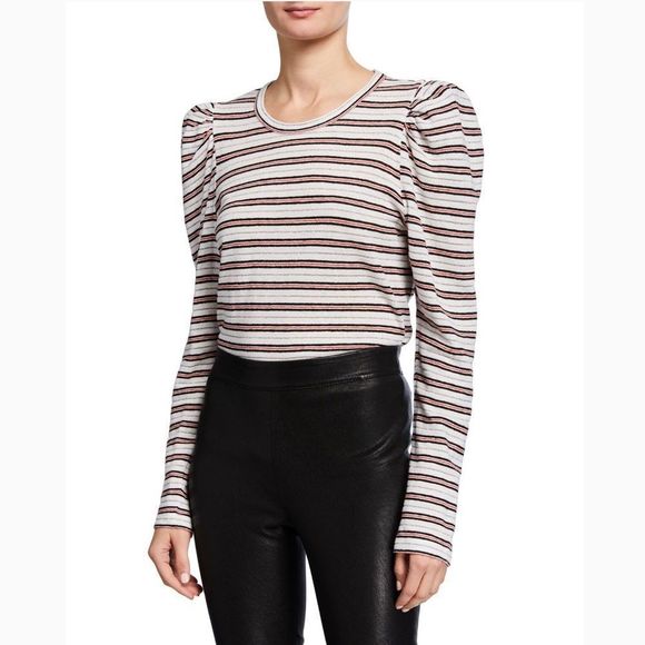 DEREK LAM 10 CROSBY| Amara Long-Sleeve Puff-Shoulder Tee - Picture 7 of 8
